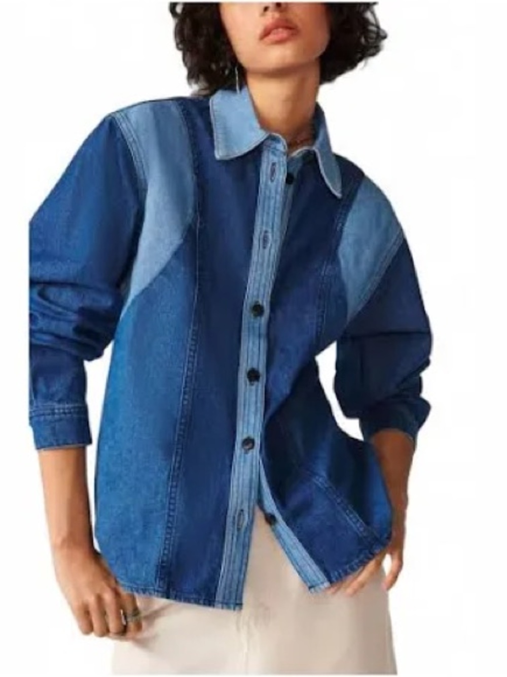 ba&sh Ianis Mixed Denim Shirt Size 3 (Large)